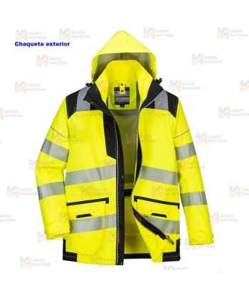 Parka transpirable 5 en 1 de alta visibilidad, transpirable
