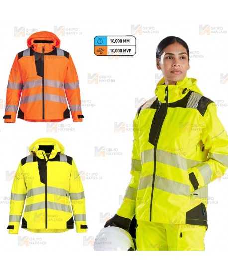 Chubasquero alta visibilidad impermeable y transpirable (Mujer)
