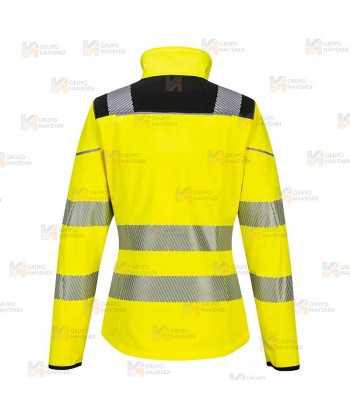 Softshell en alta visibilidad para mujer con cintas segmentadas