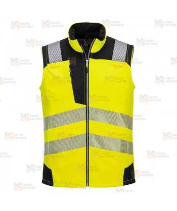 Chaleco softshell bicolor de tres capas y de alta visibilidad