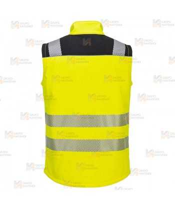 Chaleco softshell bicolor de tres capas y de alta visibilidad