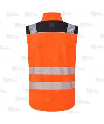 Chaleco softshell bicolor de tres capas y de alta visibilidad