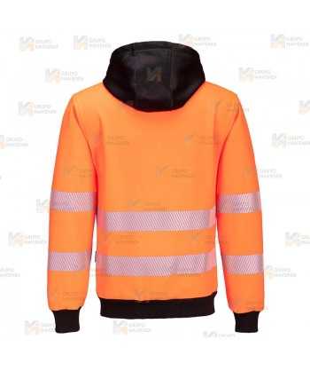 Chaqueta sudadera bicolor alta visibilidad con capucha