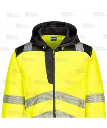 Chaqueta sudadera bicolor alta visibilidad con capucha