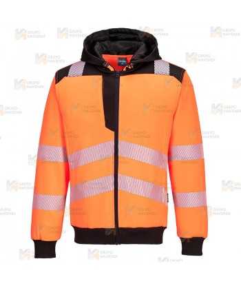 Chaqueta sudadera bicolor alta visibilidad con capucha