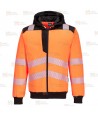 Chaqueta sudadera bicolor alta visibilidad con capucha