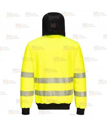 Chaqueta sudadera bicolor alta visibilidad con capucha