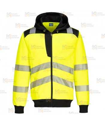 Chaqueta sudadera bicolor alta visibilidad con capucha