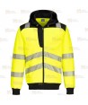 Chaqueta sudadera bicolor alta visibilidad con capucha