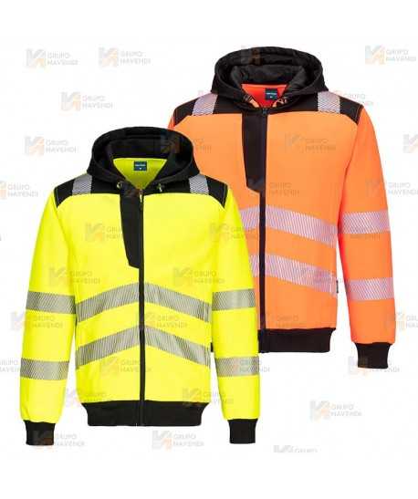Chaqueta sudadera bicolor alta visibilidad con capucha
