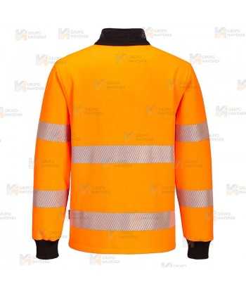 Sudadera bicolor alta visibilidad con media cremallera