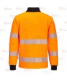 Sudadera bicolor alta visibilidad con media cremallera