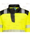 Sudadera bicolor alta visibilidad con media cremallera