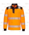 Sudadera bicolor alta visibilidad con media cremallera