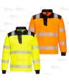 Sudadera bicolor alta visibilidad con media cremallera