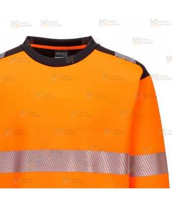 Sudadera bicolor alta visibilidad con cuello redondo