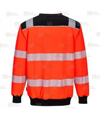 Sudadera bicolor alta visibilidad con cuello redondo