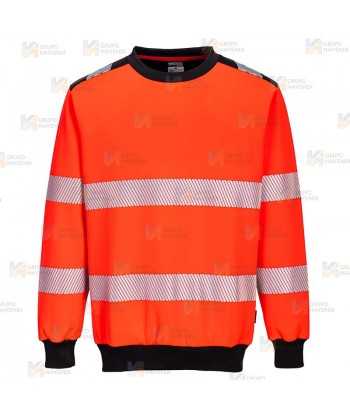 Sudadera bicolor alta visibilidad con cuello redondo