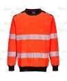 Sudadera bicolor alta visibilidad con cuello redondo