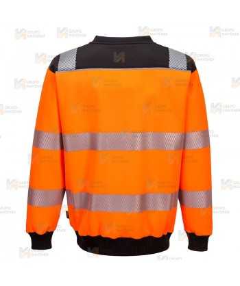 Sudadera bicolor alta visibilidad con cuello redondo