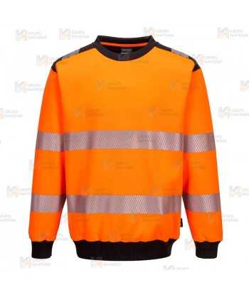 Sudadera bicolor alta visibilidad con cuello redondo