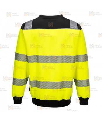 Sudadera bicolor alta visibilidad con cuello redondo
