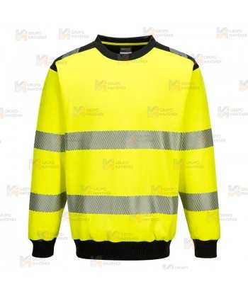 Sudadera bicolor alta visibilidad con cuello redondo