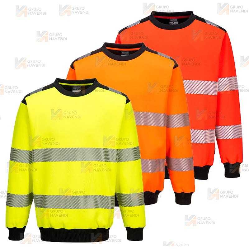 Sudadera bicolor alta visibilidad con cuello redondo