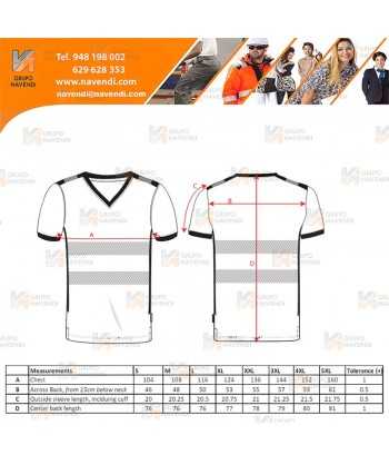 Camiseta alta visibilidad cuello pico con cintas reflectantes segmentadas