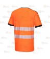 Camiseta alta visibilidad cuello pico con cintas reflectantes segmentadas