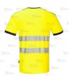 Camiseta alta visibilidad cuello pico con cintas reflectantes segmentadas