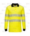 Polo ignífugo Modaflame de alta visibilidad y multinorma color amarillo flúor y negro