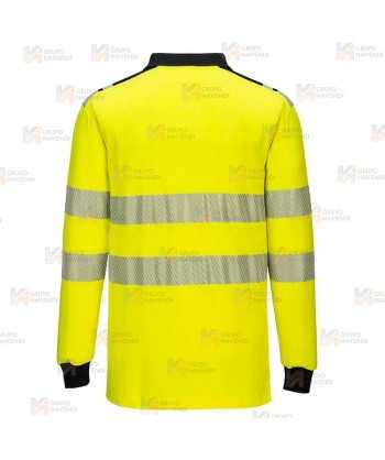 Polo ignífugo Modaflame de alta visibilidad y multinorma color amarillo flúor y negro