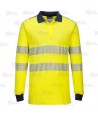 Polo ignífugo Modaflame de alta visibilidad y multinorma color amarillo flúor y azul marino