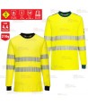Camiseta ignífuga Modaflame de alta visibilidad y multinorma color amarillo flúor y azul marino
