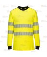 Camiseta ignífuga Modaflame de alta visibilidad y multinorma color amarillo flúor y azul marino