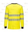 Camiseta ignífuga Modaflame de alta visibilidad y multinorma color amarillo flúor y azul marino