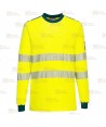 Camiseta ignífuga Modaflame de alta visibilidad y multinorma color amarillo flúor y azul marino