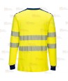 Camiseta ignífuga Modaflame de alta visibilidad y multinorma color amarillo flúor y azul marino