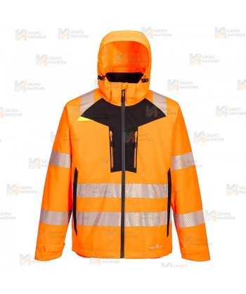 Parka impermeable 4 en 1 de alta visibilidad color naranja flúor y negro