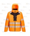 Parka impermeable 4 en 1 de alta visibilidad color naranja flúor y negro