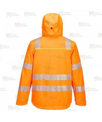 Parka impermeable 4 en 1 de alta visibilidad color naranja flúor y negro