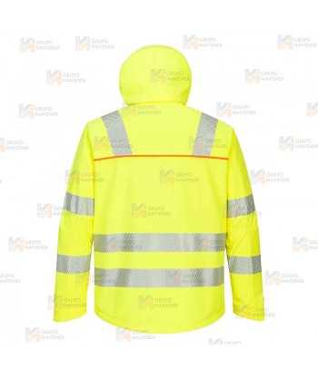 Softshell impermeable de alta visibilidad color amarillo flúor y negro