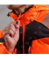 Softshell impermeable de alta visibilidad color naranja flúor y negro