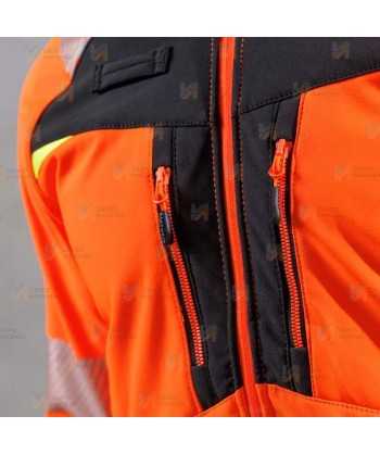 Softshell impermeable de alta visibilidad color naranja flúor y negro