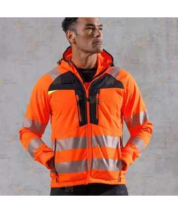 Softshell impermeable de alta visibilidad color naranja flúor y negro