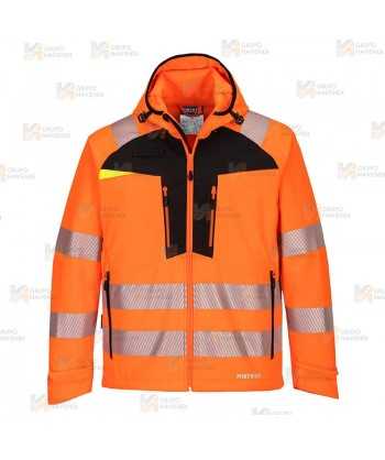 Softshell impermeable de alta visibilidad color naranja flúor y negro