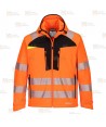 Softshell impermeable de alta visibilidad color naranja flúor y negro