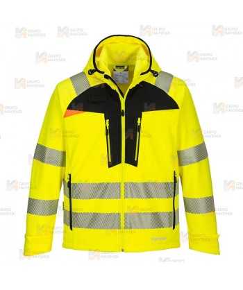 Softshell impermeable de alta visibilidad color amarillo flúor y negro