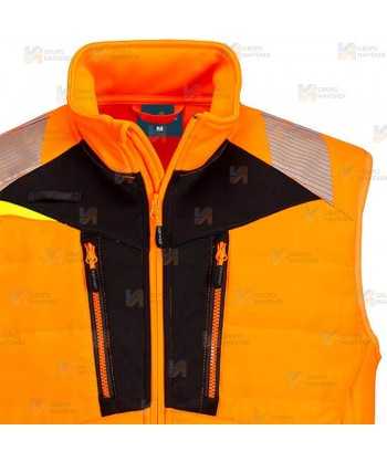 Chaleco Hybrid Baffle de alta visibilidad color naranja flúor y negro